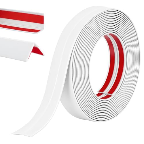 Alaoo Molduras Decorativas Autoadhesivas,Molduras de Pared Autoadhesivas,Despegar y Pegar,PVC Flexible Moldura de Pared Bandas Protección Bordes para Borde Pared,Techo,Zócalos(3cm×6m, Blanco)