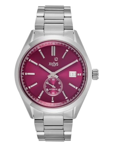 Image of Xylys Analog Burgundy Dial Stainless Steel Strap Watch for Men