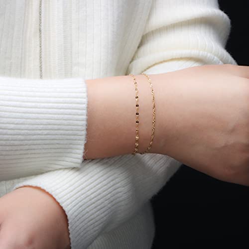Gold Layered Bracelet For Women 14K Gold Plated Dainty Cute Rope Bracelet For Teen Girls Preppy Jewelry Gold Sparkle Link Chain Bracelet Birthday Christmas Gifts For Bestie Bff Gifts For Her #TOP3