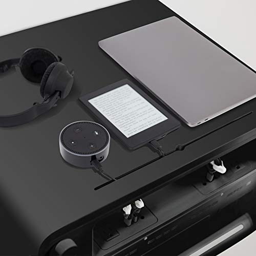 SOBRO Smart Side/Nightstand Table - with Cooling Drawer, Wireless Charging, Bluetooth Speakers, USB-C and 120V outlets, LED Light, Black/Black