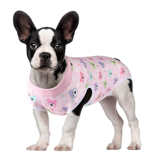 Image of Dog Surgery Suit Female Spay Recovery Suit for Dogs Surgical Recovery Suit for Female Dog Neuter Recovery Suit Male Dogs Onesie for Surgery Fits Small Medium Dog Pink Bear /L