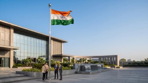 Image of The Flag Corporation Indian National All Weather Outdoor Flag of 6ft x 9ft in Knitted Polyester Hulk Knit