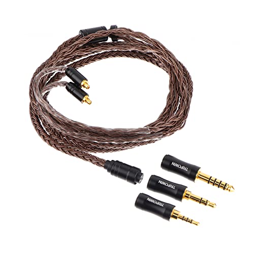 Linsoul Tripowin Amber 32AWG OFC Oxygen Free Cable HiFi IEM Cable with Interchangeable 2.5mm/3.5mm/4.4mm Plug, PVC Sleeve Replacement Cable for Audiophile(MMCX)