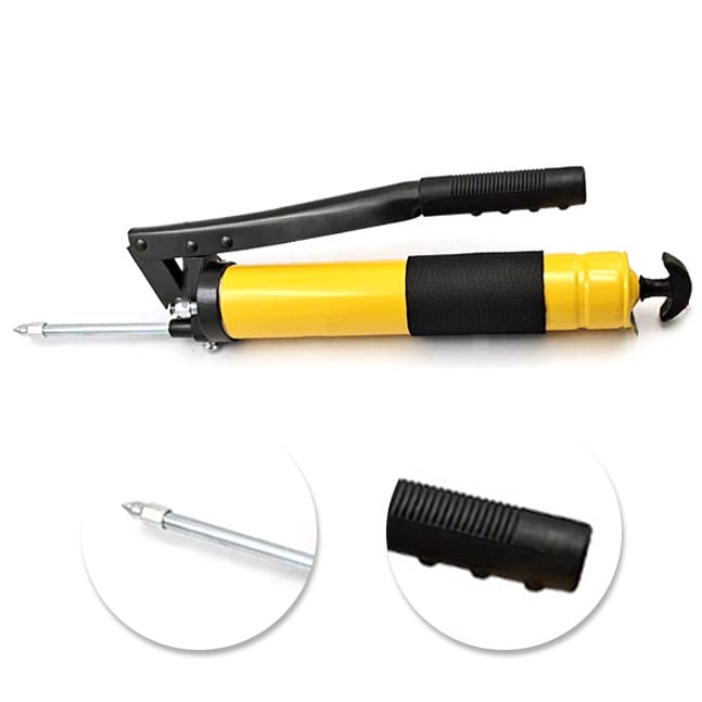 Buachois Pistola per Grasso,Pistola per Grasso Lubrificante a Doppio Pistone a Doppia Asta di Pressione 600G,Ingrassatore Manuale per Macchine Edili a Stantuffo