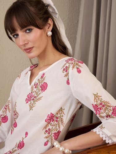 Image of INDO ERA Women's Cotton Ethnic Co-Ord Set | Kurta Pant Set | Stylish Cotton Suit Set for Women | Co Ord Set For Women Stylish |