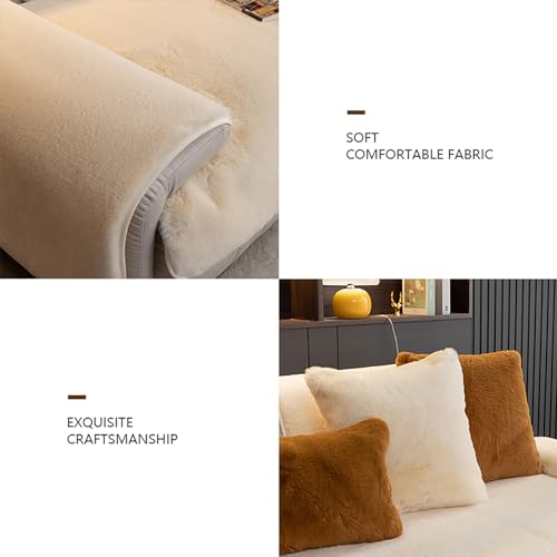 Funda de sofá felpa acolchada de 90x210cm beige para sofás seccionales 5