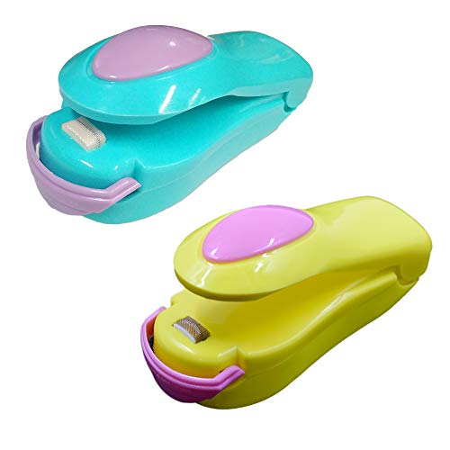 LiXiongBao 2 Pack Mini Portable Handheld Heat Vacuum Sealer Bag Sealer Mini Sealing Machine Hand Pressure Heat Sealing Machine Handheld Plastic Bag Sealer Mini Food Sealer for Plastic Bags Food Saver Storage (Random Color)