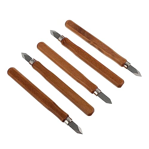 Alipis 5 piezas Cuchillos Cuchillos de Tallado con Mango de Madera Herramientas Artesanales para Marcar y Cortar Madera Cuchillas de Duradero para Principiantes