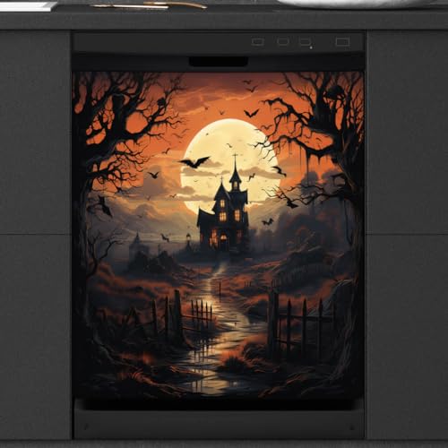 Halloween Bat Castle Dishwasher Magnet Cover Moon Trees Magnetic Dishwasher