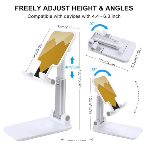 Support de téléphone pour bureau pliable et réglable jaune et noir - 2