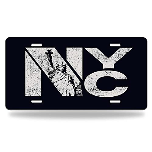 HOSNYE NYC License Plate New York City Letterings Print Front License Plate Vanity Tag Metal Car Plate Aluminum License Plate for Men Women