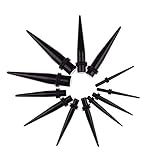 Tagaremuser 50 stück Dehnstäbe Tunnel Set Ohr Expander Plug 1.6-10mm Leuchten im Dunkeln mit Flesh Silikon Ohr Tunnel Piercing Set (Schwarz)