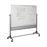 Best-Rite 669RG-DC Platinum Mobile Reversible Whiteboard & Bulletin Easel, 4 x 6 Feet Panel Size, Porcelain Steel Markerboard & Natural Cork Tack Surface