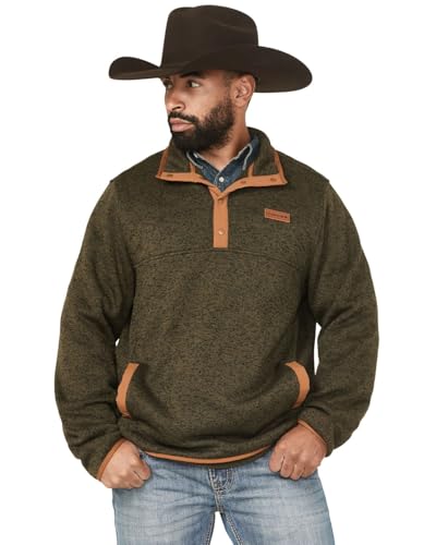 Cinch Mens Mens Solid 1/4 Snap Pullover - MWK1534009 US Olive