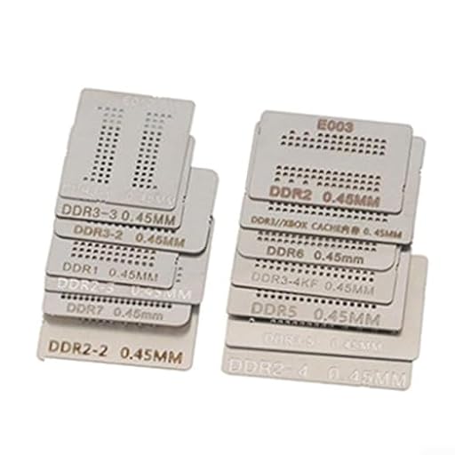 Juego de plantillas de memoria de 12/14/20 piezas para reparación de DDR RAM con soporte de calefacción directa, malla de acero inoxidable para chips DDR1 a DDR7 y NAND, compatible con (14 piezas) | Ya disponible en tu tienda friki favorita! En mundofriki.es!