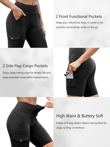 VOOVEEYA High Waisted Workout Biker Shorts Women Tummy Control Yoga Running Shorts with Cargo Pockets Gym Athletic Shorts4