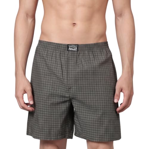 Image of Levi's 024 Boxer Shorts for Men | 100% Poplin Cotton | Checked Men's Boxers | Durable & Breathable | Smooth Hand-Feel | Inner Elastic Waistband | Functional Fly | Relaxed Leg Opening | Pack of 1