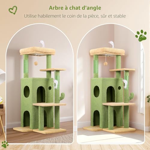 Arbre à chat en peluche de qualité supérieure avec plateformes et jouets