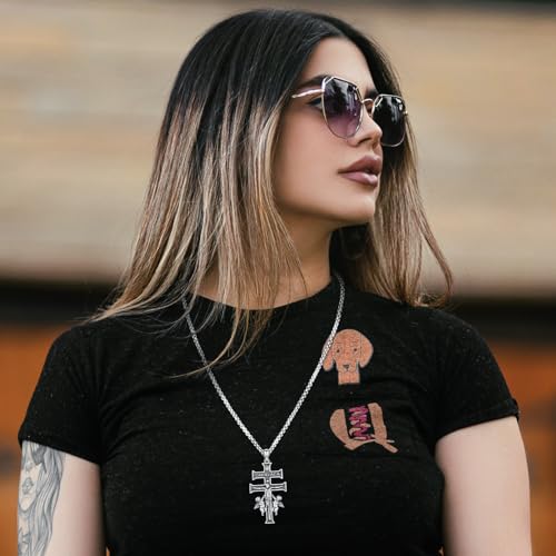Image of Eusense Cross Necklace for Women Men Crucifix Pendant Sterling Silver 925 Cruz De Caravaca Cross Jesus Crucifix Jewelry