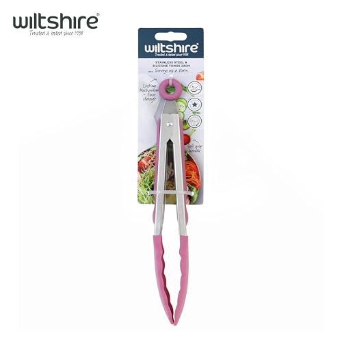 Wiltshire Silicone Kitchen Tongs 23cm, Cooking & Serving Tongs, Salad & BBQ Tongs, Stainless Steel, Heat-Resistant Utensil, Non-Stick, Non-Scratch Tip, Studio Pink, 27x3.5x3.7cm - Image 5