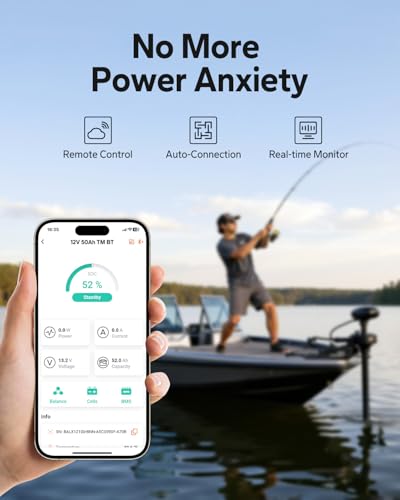 Image of LiTime 12V 50Ah LiFePO4 Lithium Trolling Motors Battery, 4000+ Deep Cycle Bluetooth Marine Battery with Low-Temp Protection, EV-Grade Cells & Smart 50A BMS, Perfect for Fishing Finder, Yacht (4Pack)