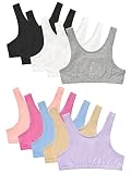 Air Curvey Crop Tank Top for Girl Sleeveless Training Bra Stretch Tank 4-10 Pack BL/BL/WH/WH/GR/PI/H