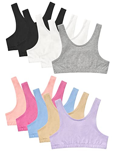 Air Curvey Crop Tank Top For Girl Sleeveless Training Bra Stretch Tank 4-10 Pack Bl/Bl/Wh/Wh/Gr/Pi/H Pi/Bu/Nu/Pu 34 #TOP11