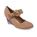 Haut : 5 à 8 cm La Modeuse - Babies en Simili Cuir, au Talon compensé Tricolore : Marron, Bleu et Taupe