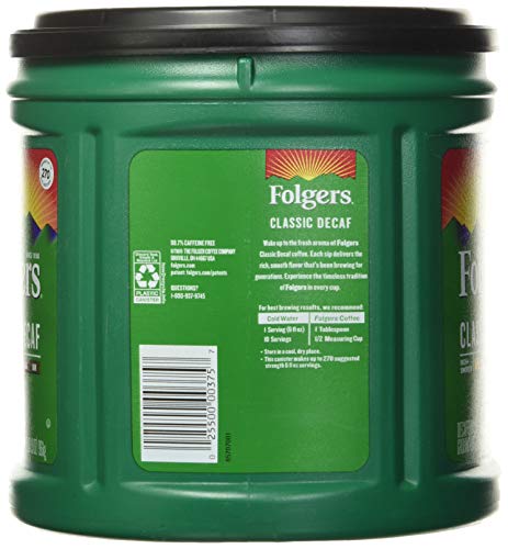 Folgers Classic Decaf Medium Roast - Makes 270 Cups - 33.9Oz (2Lb 1.9Oz) 961G #TOP1