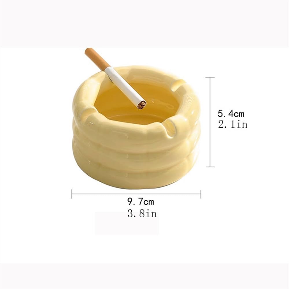 Decorativo per interni Posacenere in ceramica da tavolo Decorazioni, for cortili domestici Uffici Spazi esterni for la casa e accessori Stoccaggio da scrivania(Yellow)