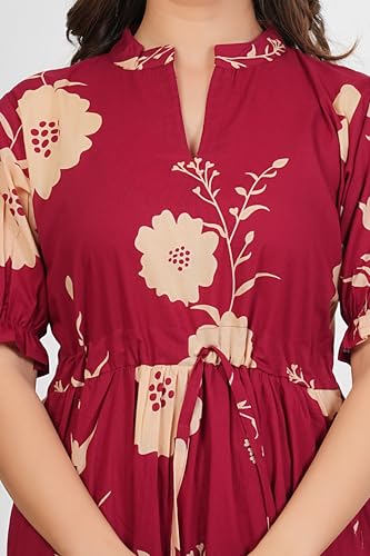 Image of Kuruti B Sheets Women's Cotton Floral Printed Regular Fit Anarkali Kurta for Women