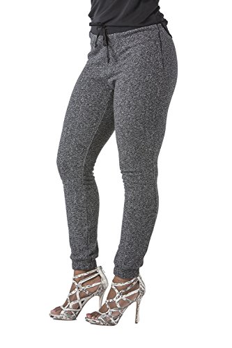 Poetic Justice Curvy Women's Black Marled Yarn French Terry Jogger Pants