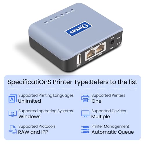 image for Quxas Printer Sharing Server, Wireless USB Print Server for Windows/Ma