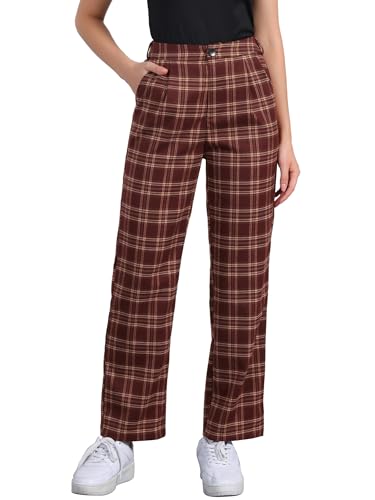 Allegra K Women's Plaid Pants,Business Casual Pants for Women Wine Red by Allegra K - Used condition - Image 2