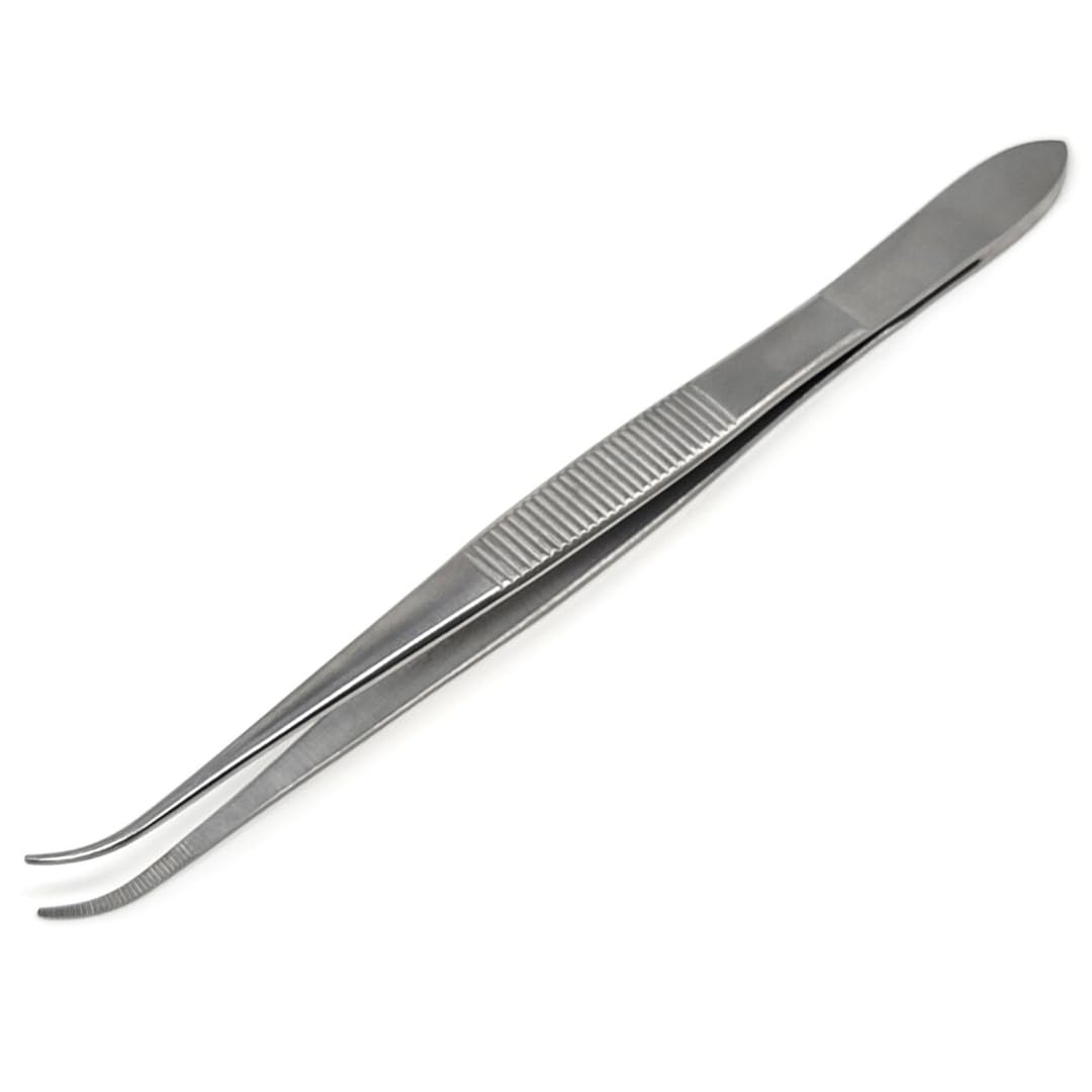 Multifunction Lab Tweezers Narrow Micro Point Fine Serrations Stainless Steel Forceps - 6
