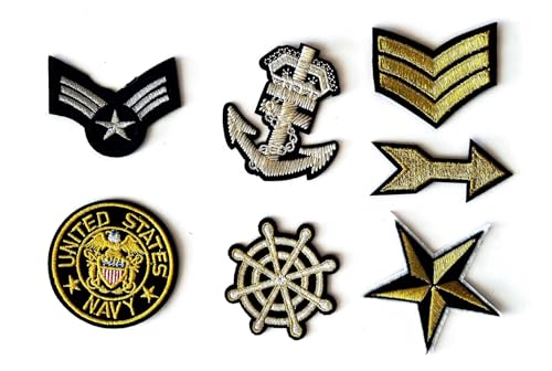 Lot de 7 patchs militaires - Motif ancre - Thermocollants - Military7 PA-138