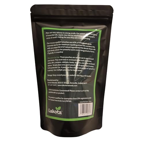 Lakota Naturals Mouse Repellent Pouches, Extra Strength 60% Oil, Repel Mice Rodent From Nesting In Car/Boat/Rv/Grill/Pool Heaters/Campers thumb #8
