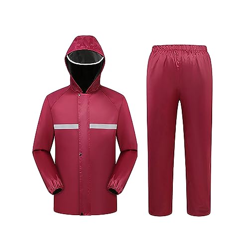Mymyguoe Traje de lluvia para hombre, resistente al agua, resistente al viento, chubasquero con capucha, con pantalones de lluvia, chaqueta reflectante de dos piezas, chaqueta para moto, chaqueta para
