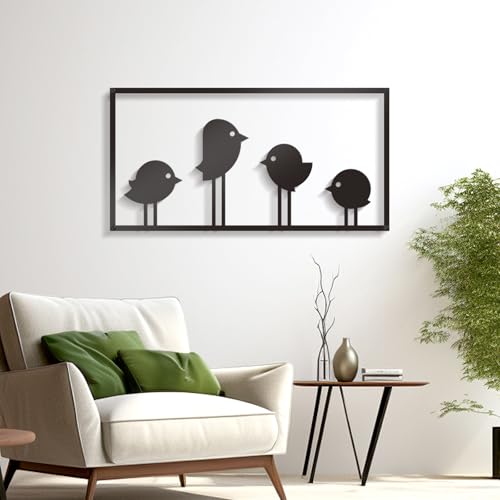 KOYILTD Black Bird Metal Wall Art Minimalist Wall Decor Bird Wall Hanging Black Metal Decorations Home Decor Wall Art for Bathroom Living Room Bedroom Study (Vivid)