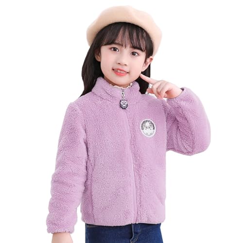 Stand Collar Fleece Jacket for Toddler Girls Cartoon Zip Up Long Sleeve Sherpa Coat Kids Cute Cozy Warm Winter Outerwear4