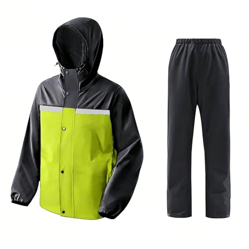Traje de lluvia para hombre impermeable de 2 piezas con capucha reflectante para exterior