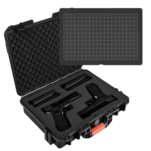 Gun Case Box for Pistol Handgun: TSA Approved Waterproof Handgun Case with DIY Customizable Foam, Travel Carrying Cases for Pistols, Shockproof Hard Shell Firearm Storage Box for Transport & Storage