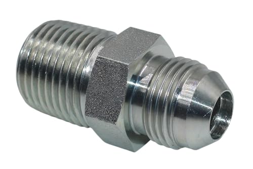 Image of 10 PACK 1 /2 inch JIC 37 Male x 1 /2 inch NPT Male Pipe Steel Hydraulic Adapter Flared Tube Fitting Pipe Connector L-2404-08-08
