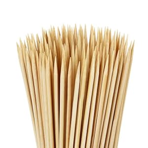 350 Pcs Bamboo Skewers Sticks, 15cm Natural Wooden Sticks for Chocolate Fountain Candy Floss Maker BBQ Appetiser Fruit…