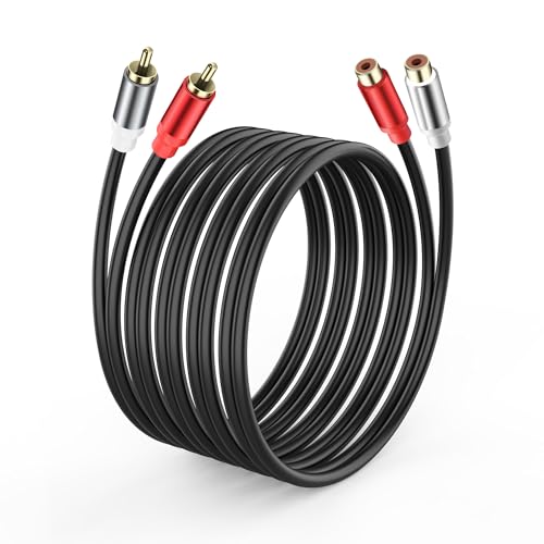 JSADZKJ 5.9ft 2 RCA Male to Female Audio Cable, 24K Gold Plated, Compatible with Hi-Fi Systems, Home Theater, Speakers