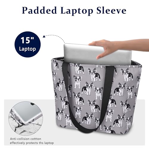 Duryarhall Versatile Waterproof Tote Bag for Women, Perfect for Office Commute & Weekend Travel, Features Padded 15" Laptop Sleeve, Anti-Theft Pocket & Bottle Holder, Dog Gray - image 5