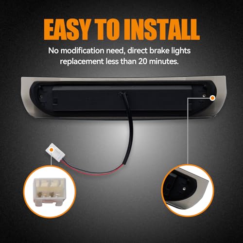 Image of Third 3rd Brake Light, LED High Mount Stop Light Replacement for 2002 2003 2004 2005 2006 2007 2008 Dodge Ram 1500, 2003-2009 Dodge Ram 2500 3500, Rear Center Cab Roof Tail Cargo Lamp
