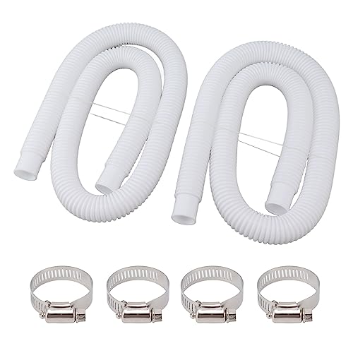 TOPINCN Replacement Pool Hoses and Clamps, Swimming Pool Water Hose, Cuttable PVC Hose for 300 330 530 1000 Gallon Pump
