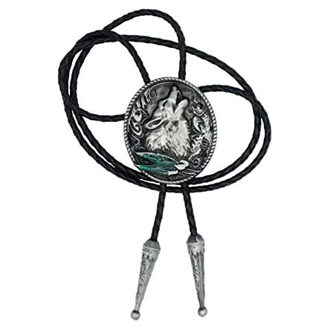 Ivory Falcon Western Bolo Tie, Howling Wolf Bolo Tie Cover