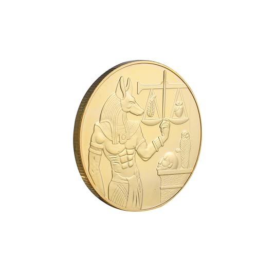 Ancient Egypt Coin Anubis the Protector Egyptian Gold Colour Collectable & Commemorative Art Crafts Decoration for Souvenir Gift Collectors